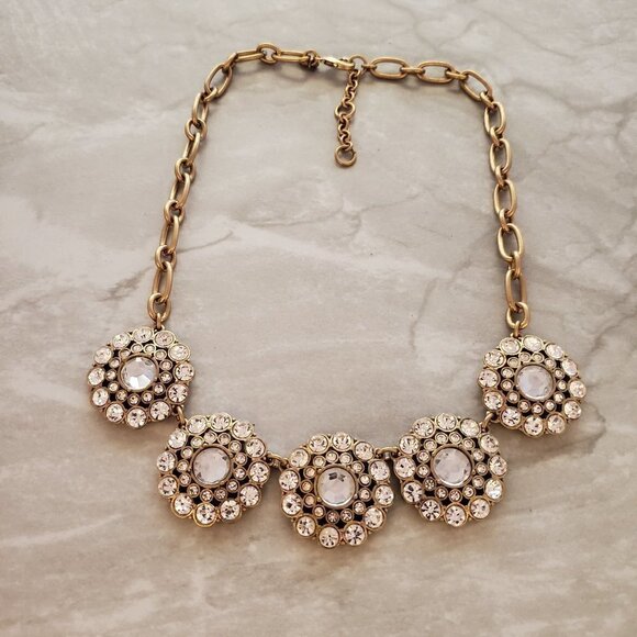 J. Crew Jewelry - ✨ J.Crew Classic Rhinestones Pave Crystal Medallion Statement Necklace ✨
